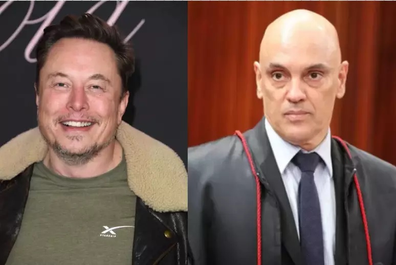 O ministro Alexandre de Moraes e Elon Musk