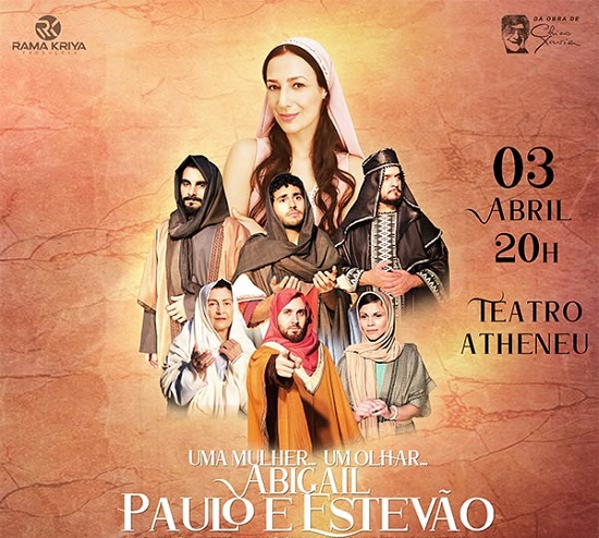 Banner da peça "Uma Mulher, Um Olhar. Abigail, Paulo e Estêvão"