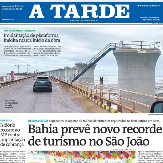 Capa do jornal Folha de São Paulo