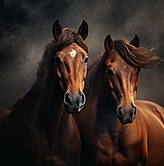 Dois cavalos marrom