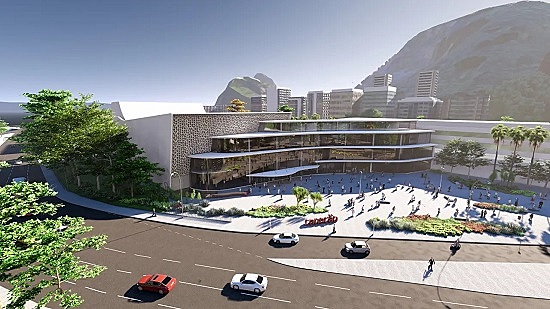 Fachada do Canecão com marquise alta