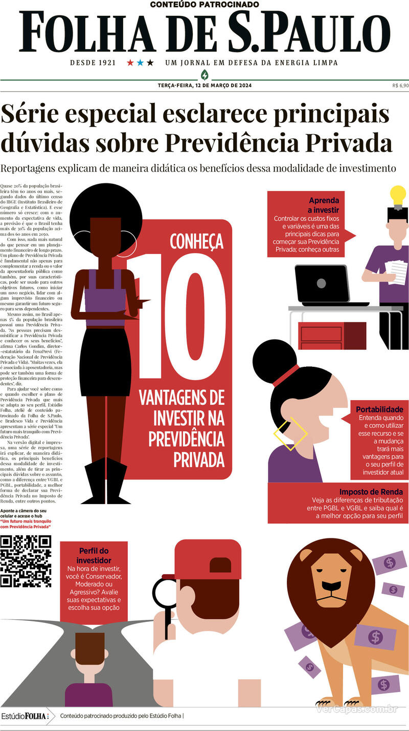 Capa do jornal Folha de São Paulo