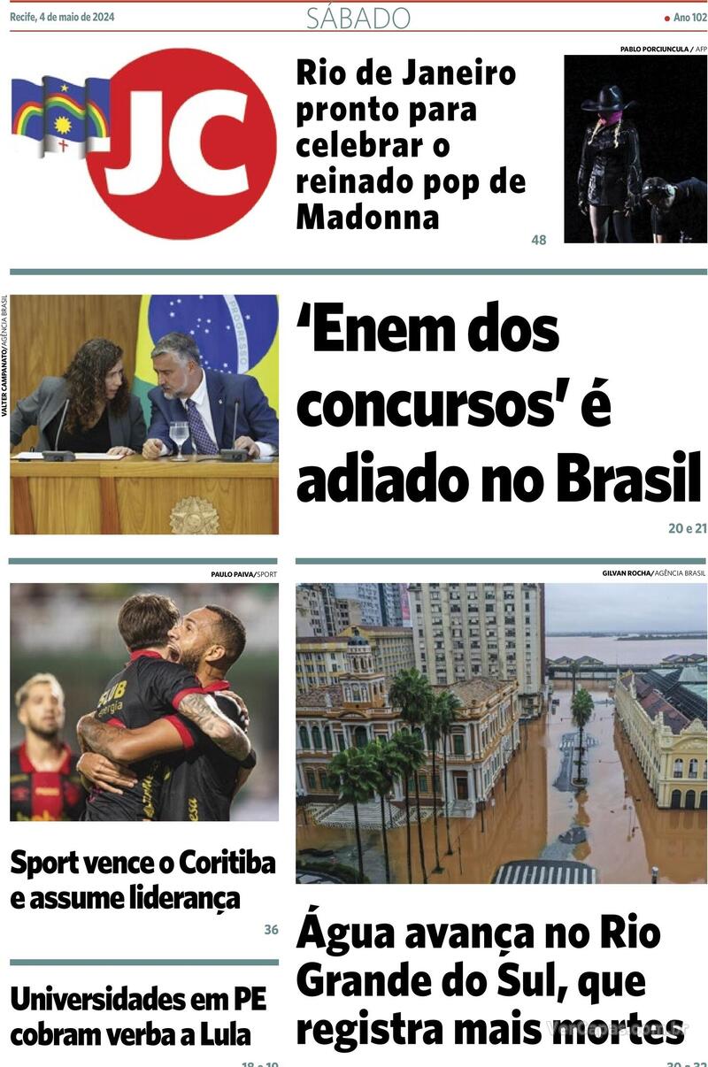 Capa do Jornal do Commercio 
