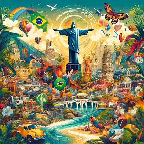 Arte mostrando turismo no Brasil