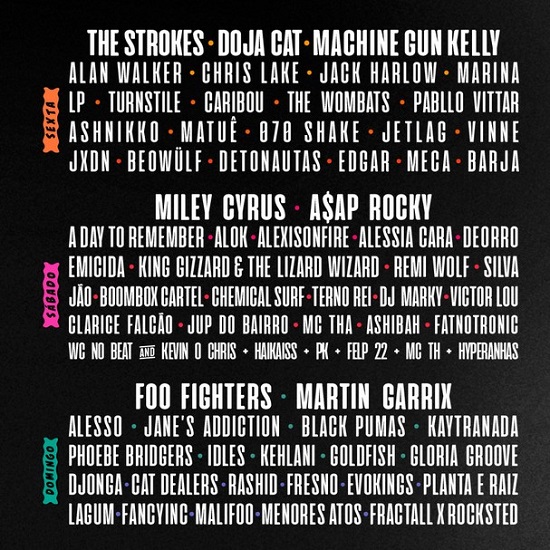 Foo Fighters, Strokes e Miley Cyrus estão no line-up do