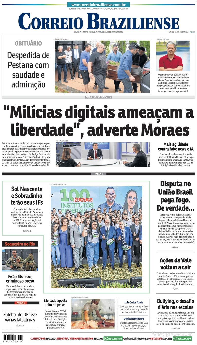 Capa do jornal Correio Braziliense