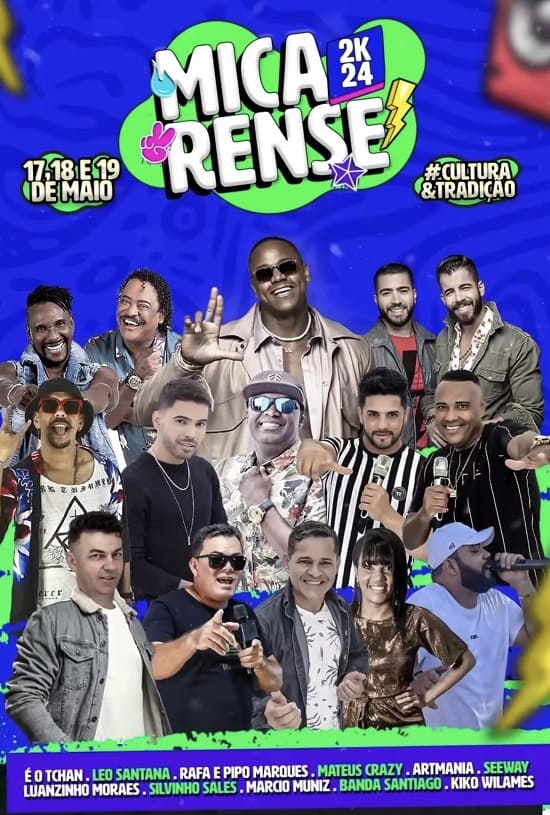 Banner da Micarense 2024 com os artistas