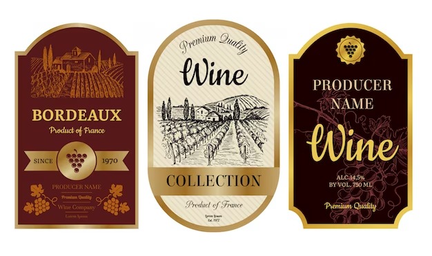 Rótulos de garrafas de vinho 