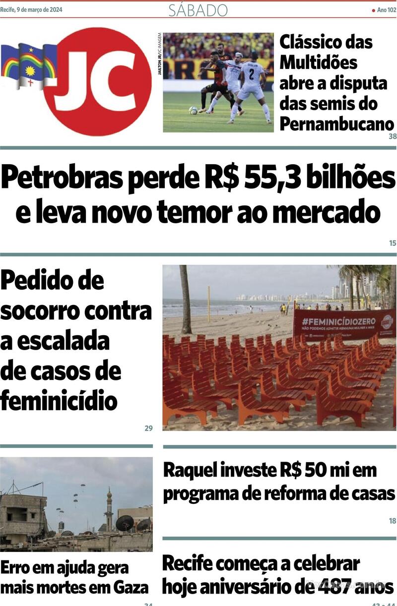 Capa do Jornal do Commercio 