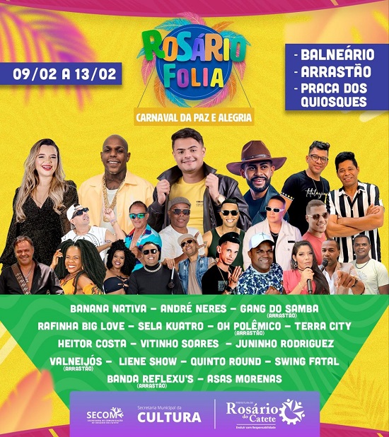 Banner Rosário Folia, carnaval de Rosário do Catete