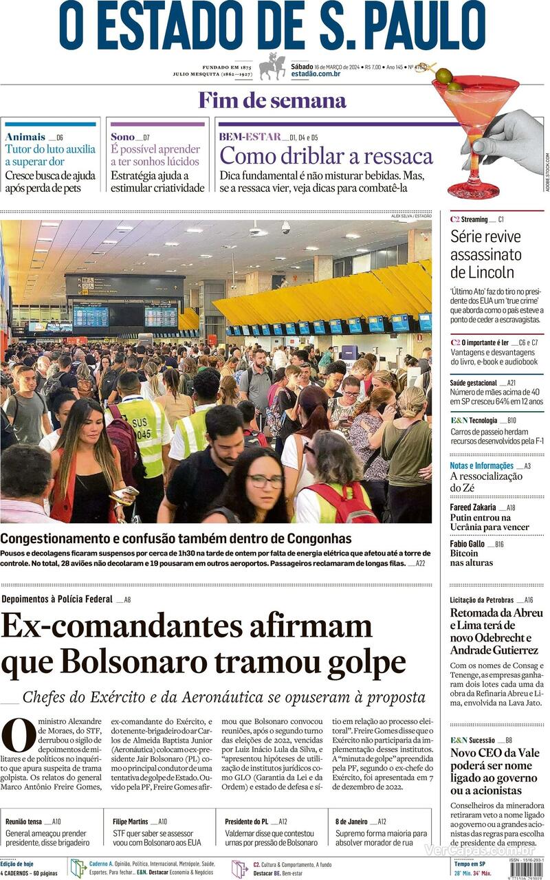 Capa do jornal O Estado de São Paulo