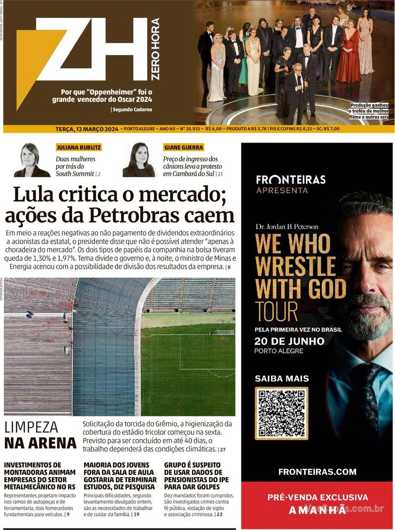 Capa do jornal Zero Hora