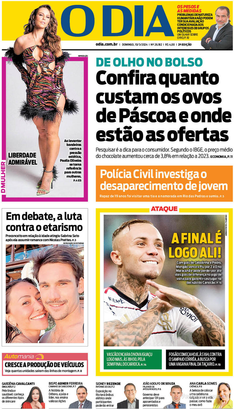 Capa do jornal O Dia