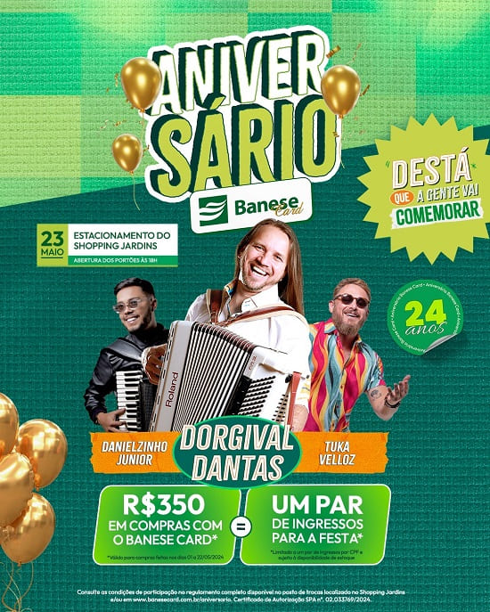 Banner - show de aniversário aos 24 anos do Banese Card