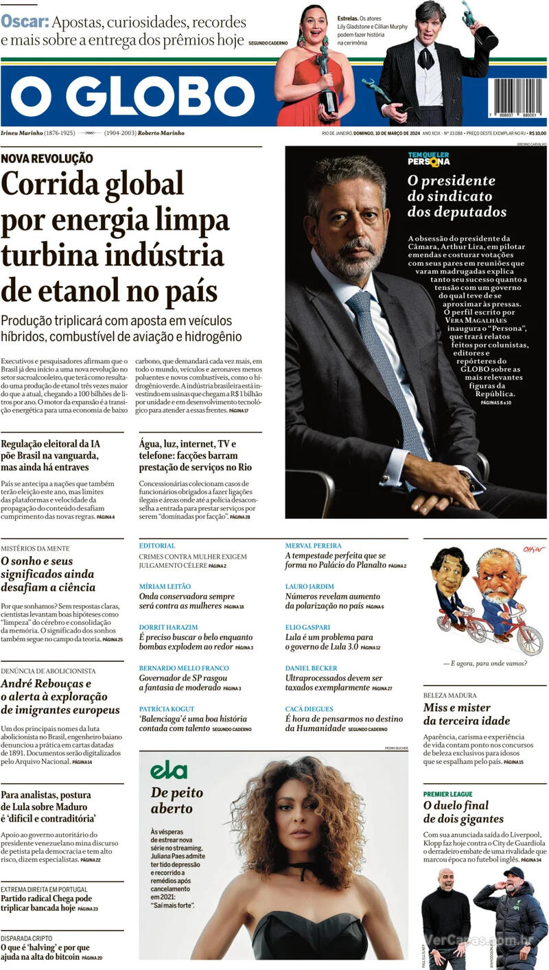 Capa do jornal O Globo