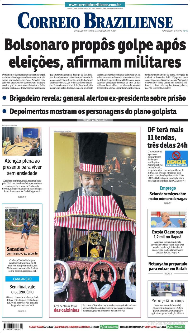 Capa do jornal Correio Braziliense