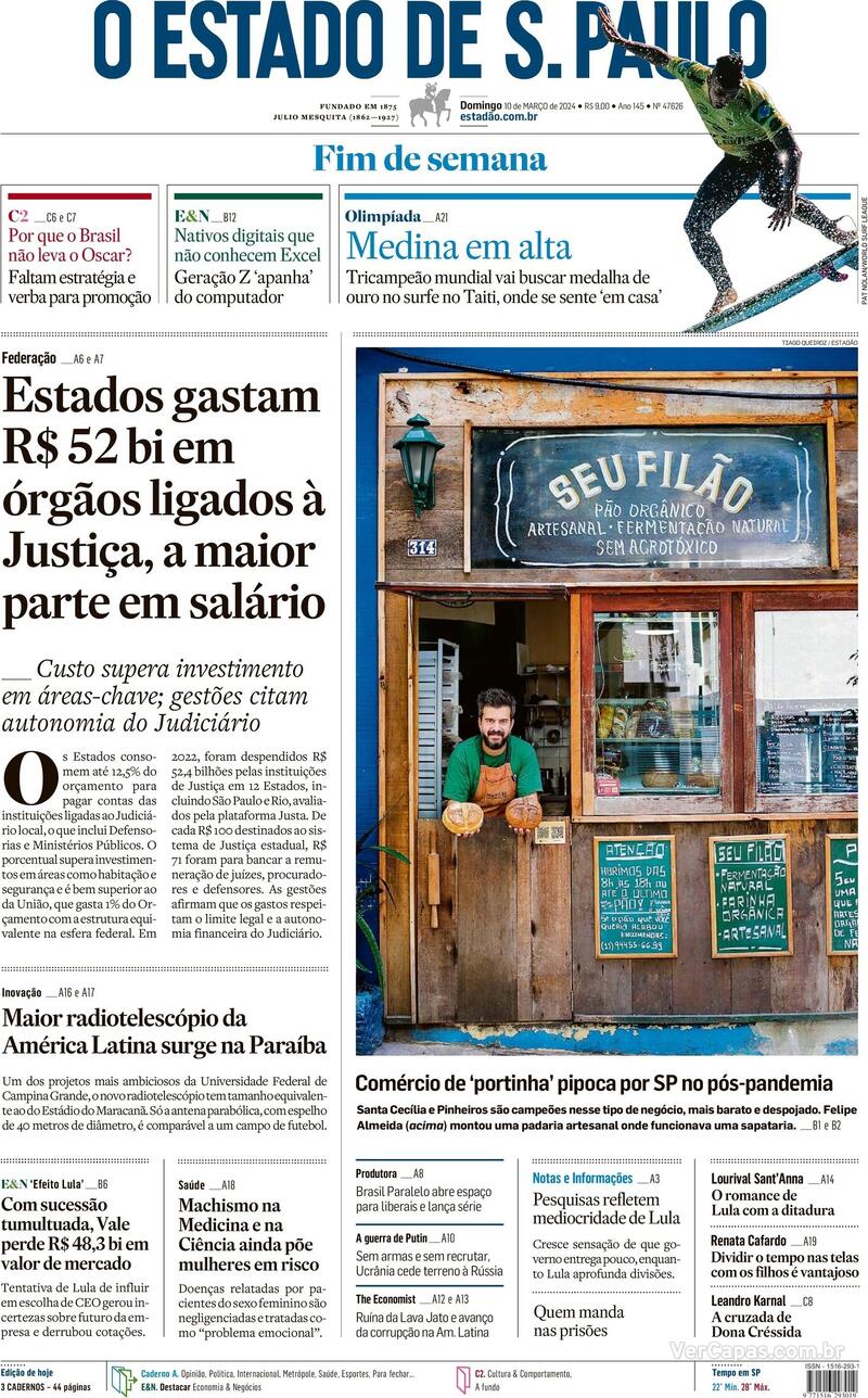 Capa do jornal O Estado de São Paulo
